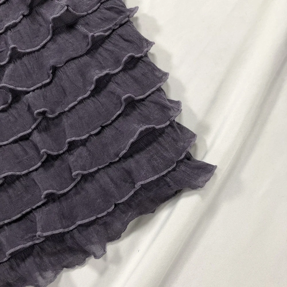XHILARATION ABOVE-KNEE SKIRT (purple-gray w/ elastic waist & ruffles) Size Small